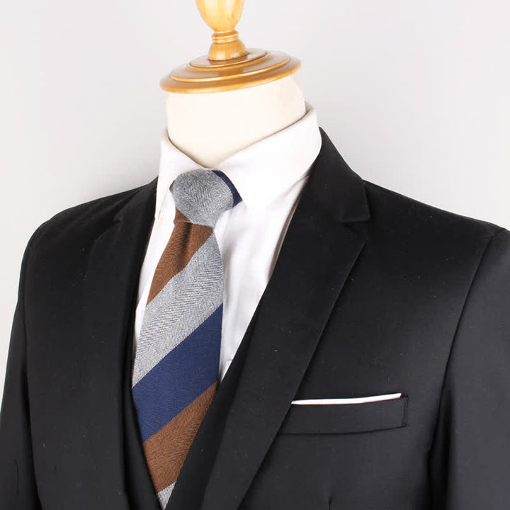 Corbata de rayas de lana suave estilo británico para hombre - image 1