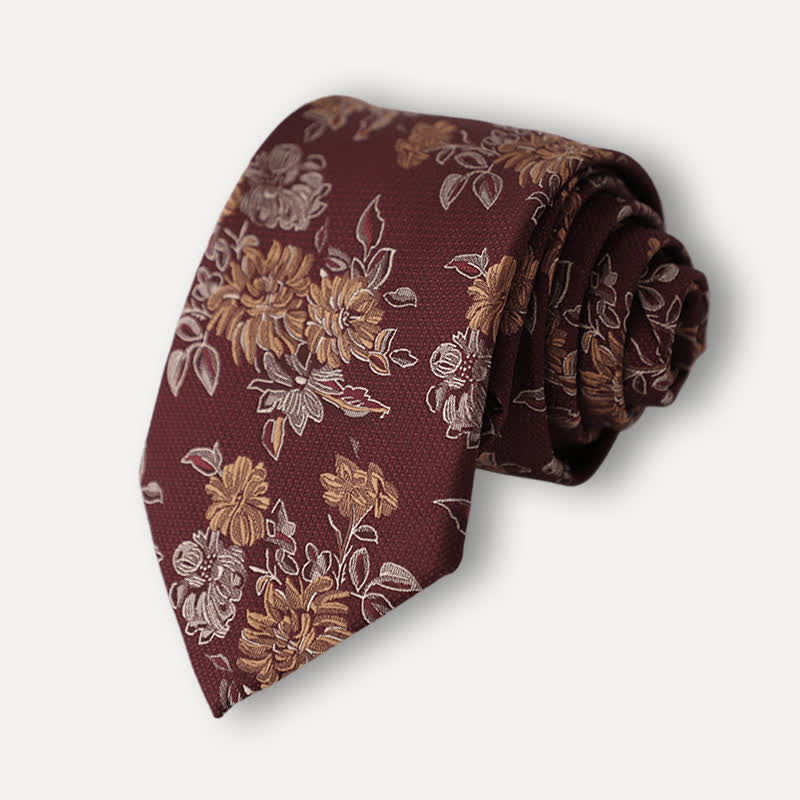 Corbata informal con estampado floral de crisantemo para hombre