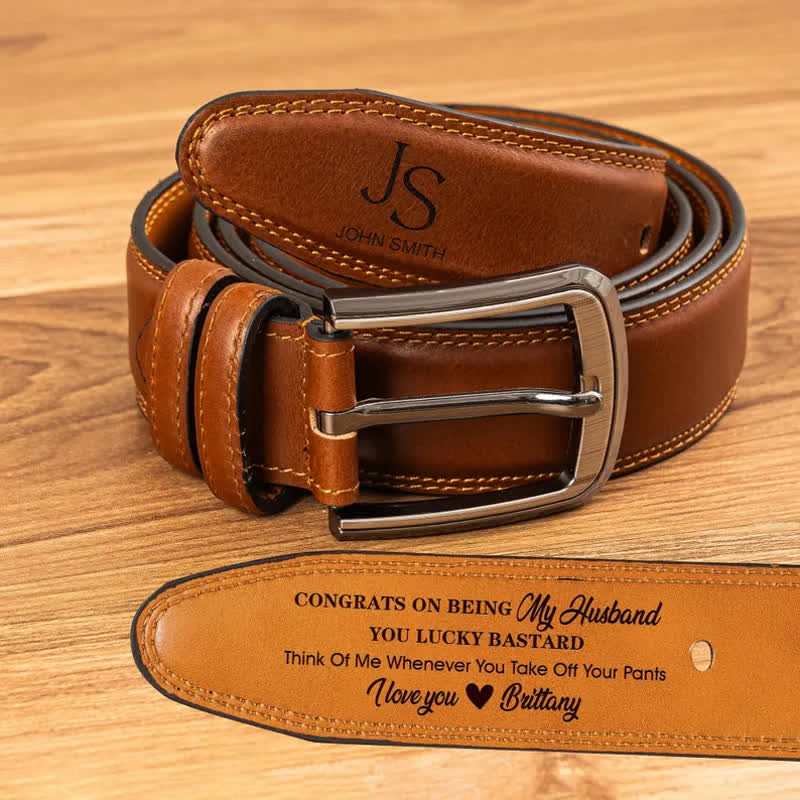 Cinturón de cuero personalizado con texto grabado y nombre personalizado - image 0