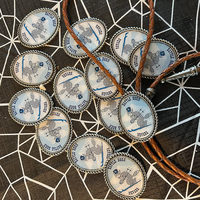 Corbata bolo de cuero marrón con foto personalizada divertida
