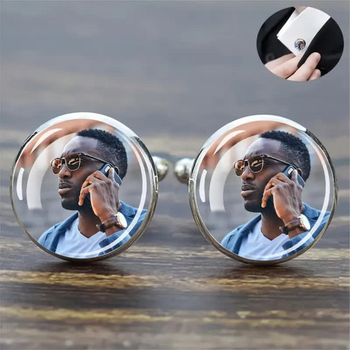 1 par de gemelos conmemorativos creativos personalizados con tu foto