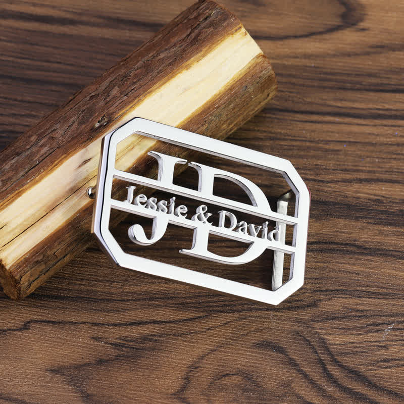Cinturón de cuero con hebilla DIY de plata con nombre e iniciales personalizados