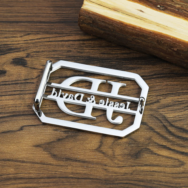 Cinturón de cuero con hebilla DIY de plata con nombre e iniciales personalizados