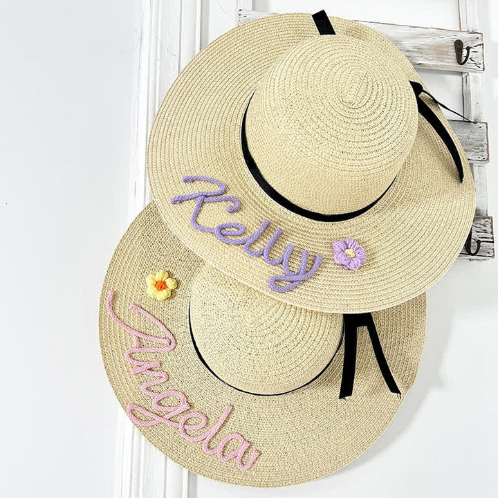 Sombrero Fedora de paja de playa personalizado con nombre para mujer