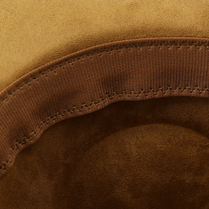 Sombrero vaquero de terciopelo y ante para todas las estaciones con cadena metálica dorada estilo punk