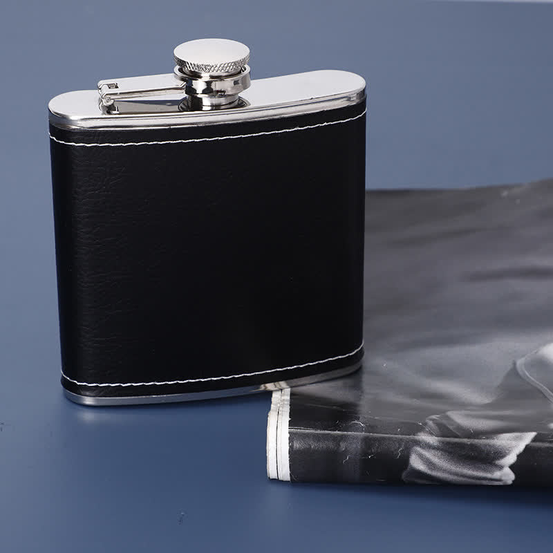 Juego de regalo de 5 termos de cuero negro de 6 oz Noble