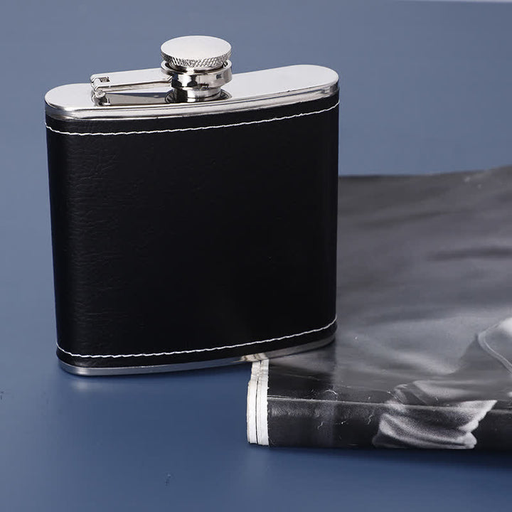 Juego de regalo de 5 termos de cuero negro de 6 oz Noble