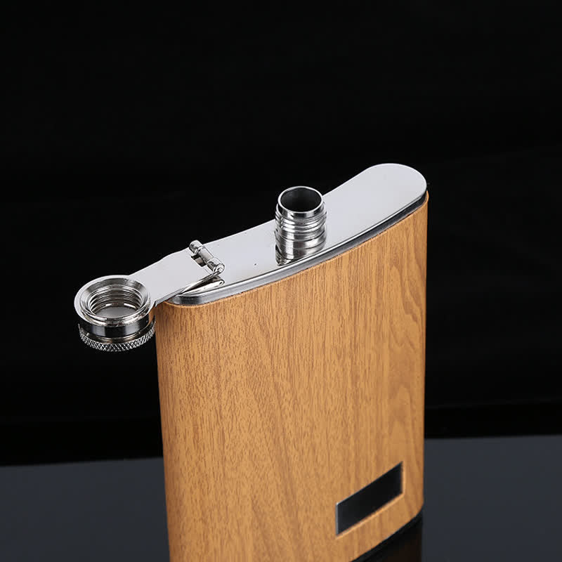 Juego de regalo de 6 termos de 9 oz con revestimiento de cuero con veta de madera