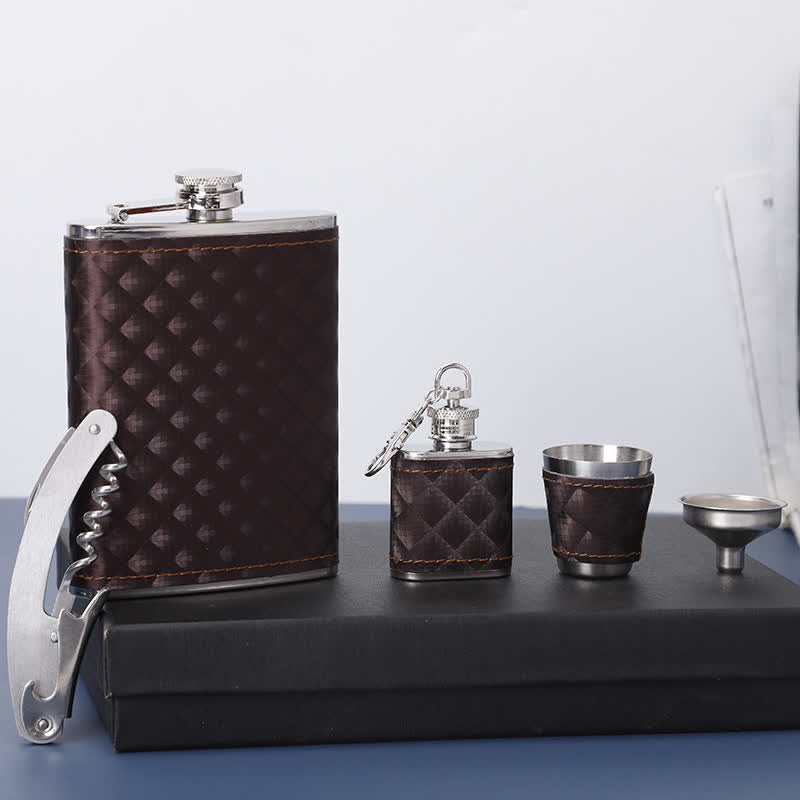 Juego de 5 abridores de botellas pequeños de cuero marrón de 8 oz