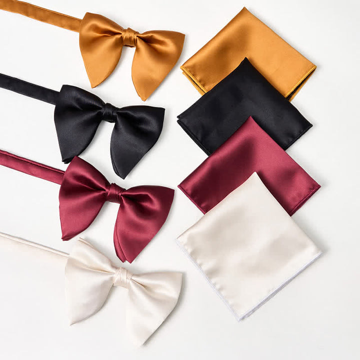 Pañuelo de bolsillo extragrande con lazo puntiagudo de color liso estilo británico para hombre