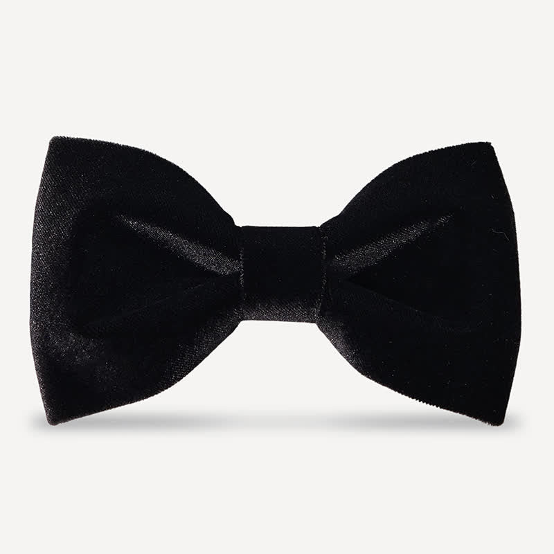 Pajarita de boda de terciopelo negro liso y noble para hombre