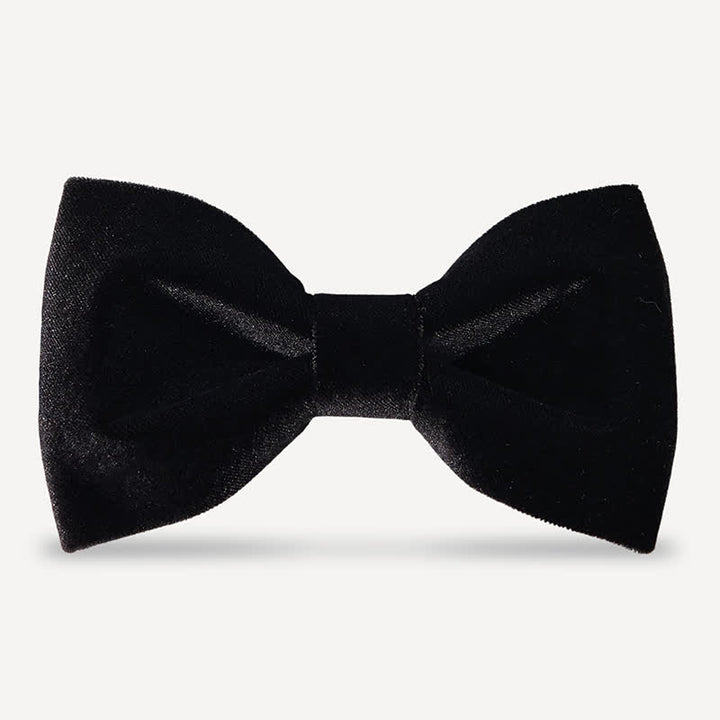 Pajarita de boda de terciopelo negro liso y noble para hombre