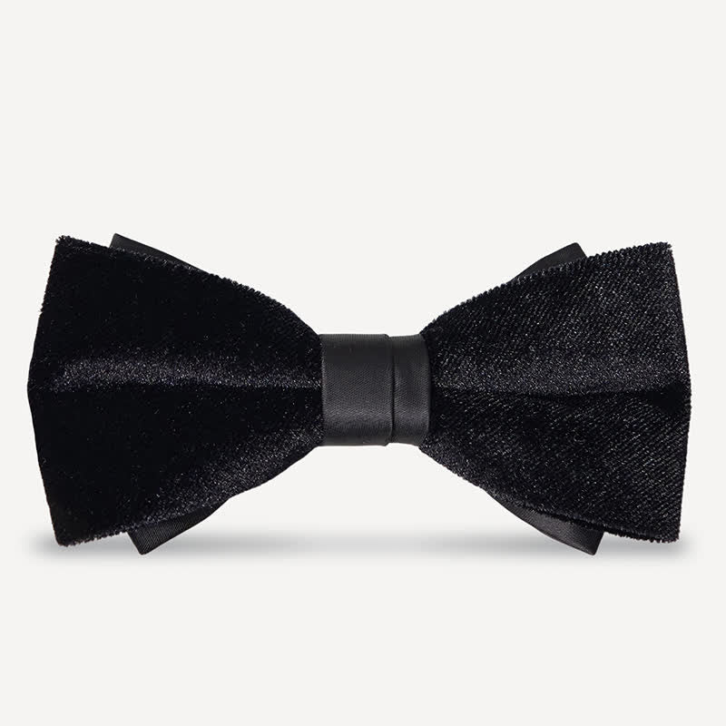 Pajarita de boda de terciopelo negro liso y noble para hombre