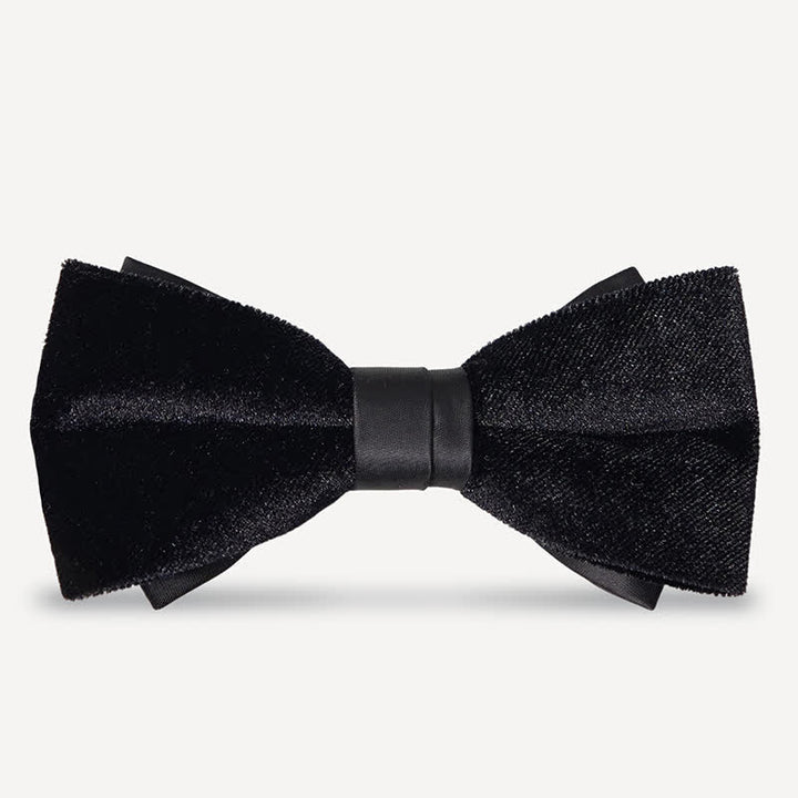 Pajarita de boda de terciopelo negro liso y noble para hombre