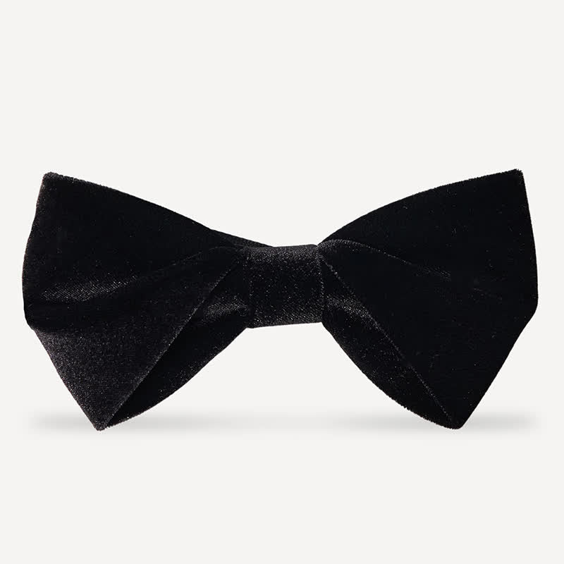 Pajarita de boda de terciopelo negro liso y noble para hombre