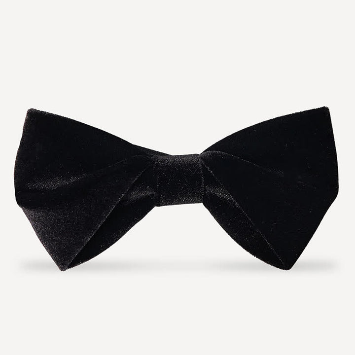 Pajarita de boda de terciopelo negro liso y noble para hombre