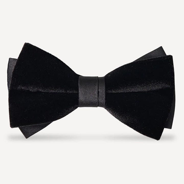 Pajarita de boda de terciopelo negro liso y noble para hombre