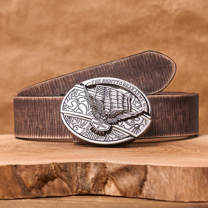 Cinturón de cuero con cuchillo plegable oculto con bandera de EE. UU. y águila para hombre - Águila - Cinturón marrón desgastado - 42 - image 12