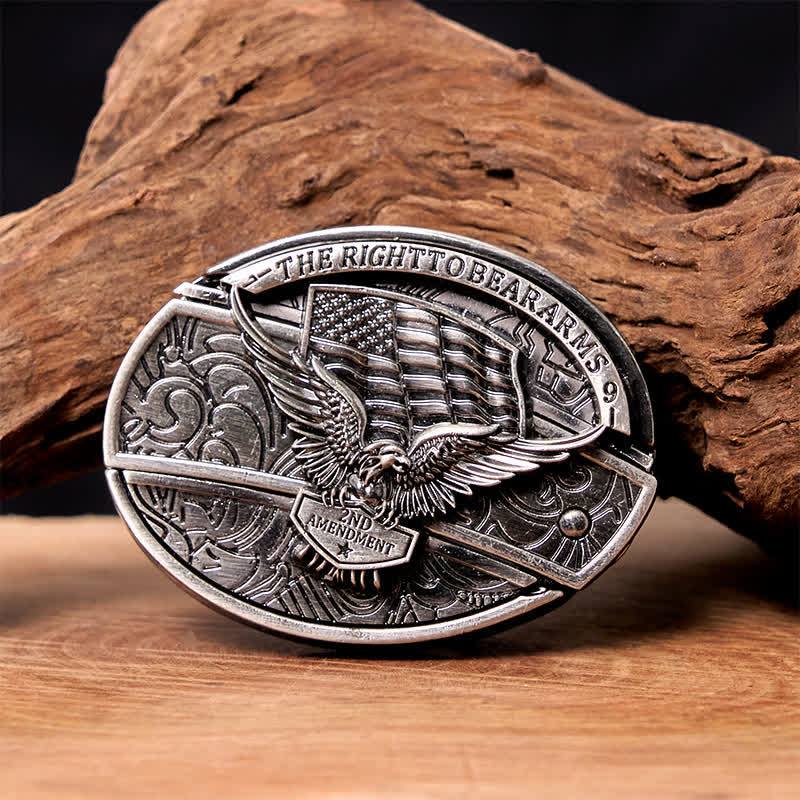 Cinturón de cuero con cuchillo plegable oculto con bandera de EE. UU. y águila para hombre - Águila - Sin cinturón - Cinturón no incluido - image 0