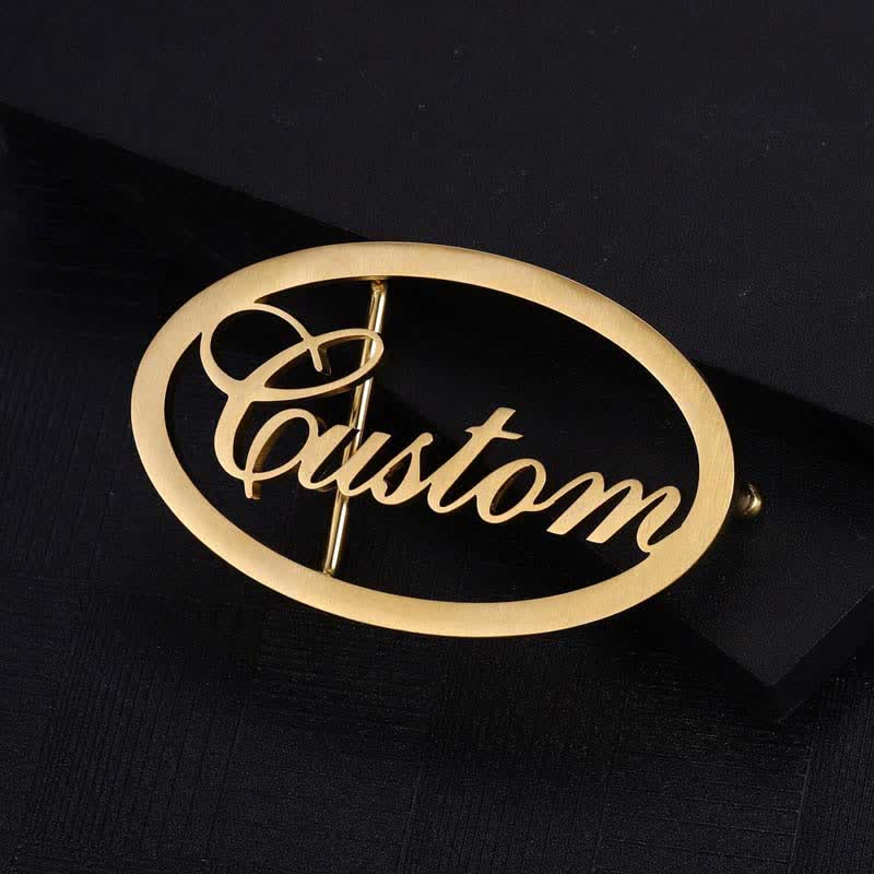 Cinturón de cuero con hebilla DIY con nombre personalizado ovalado y letras cursivas