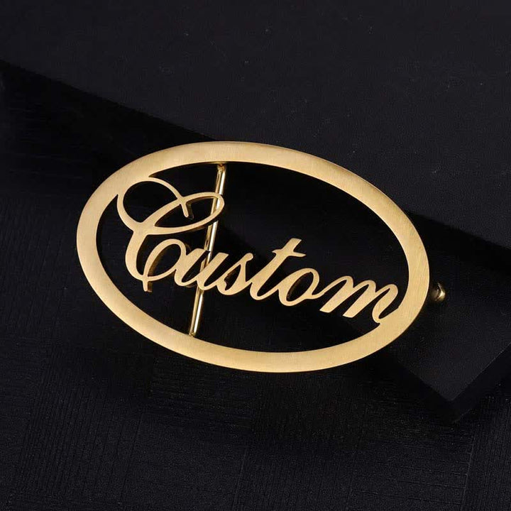 Cinturón de cuero con hebilla DIY con nombre personalizado ovalado y letras cursivas