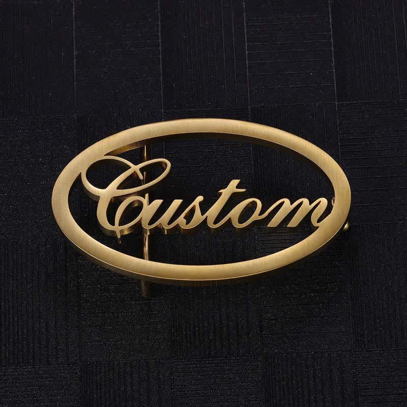 Cinturón de cuero con hebilla DIY con nombre personalizado ovalado y letras cursivas