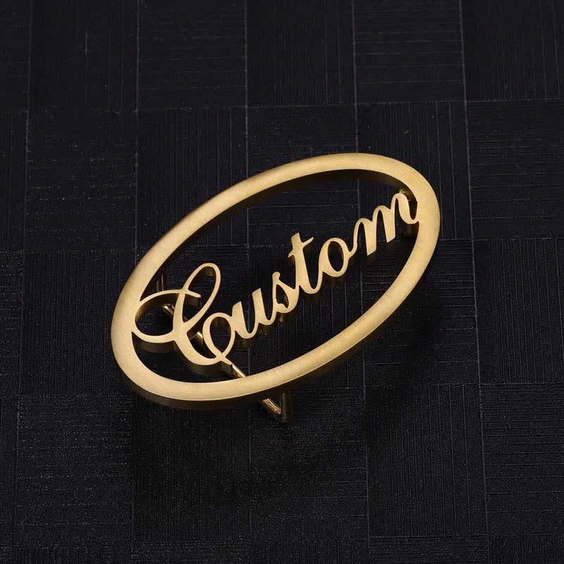Cinturón de cuero con hebilla DIY con nombre personalizado ovalado y letras cursivas