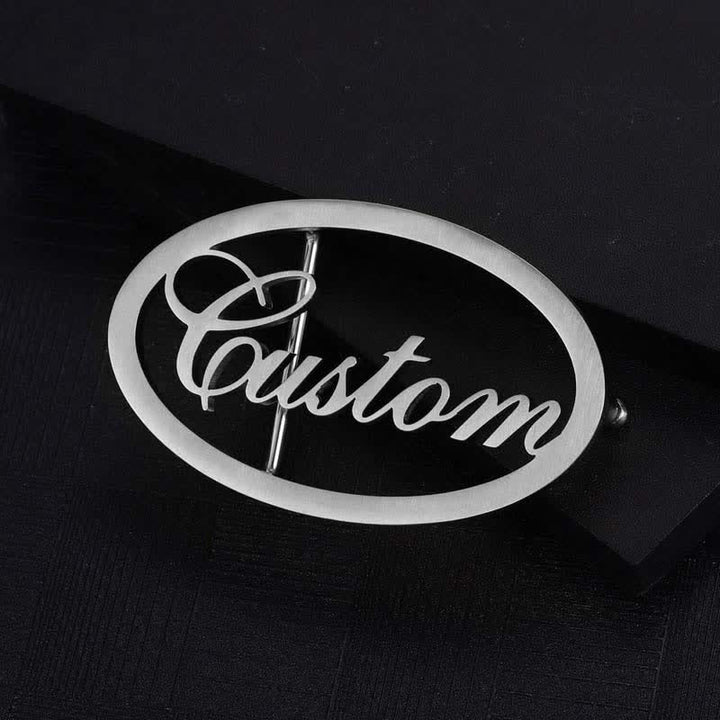 Cinturón de cuero con hebilla DIY con nombre personalizado ovalado y letras cursivas