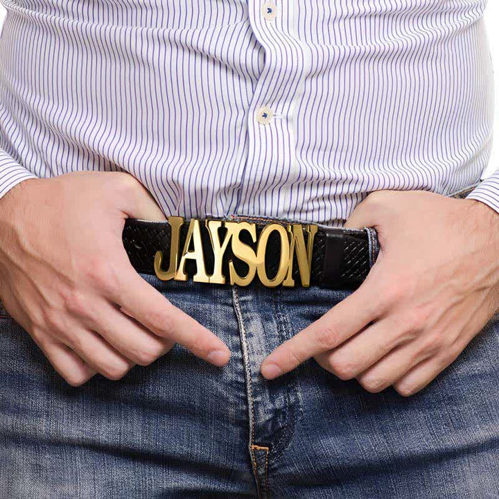 Cinturón de cuero con hebilla DIY, elegante y personalizado con forma de letra