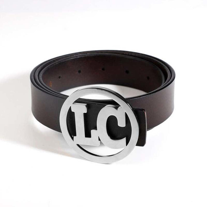 Cinturón de cuero con hebilla DIY, nombre personalizado redondo de 2 letras