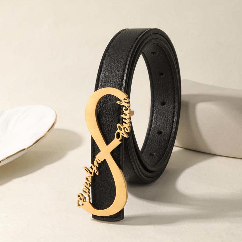 Cinturón de cuero con hebilla DIY y nombre personalizado de Infinity Note