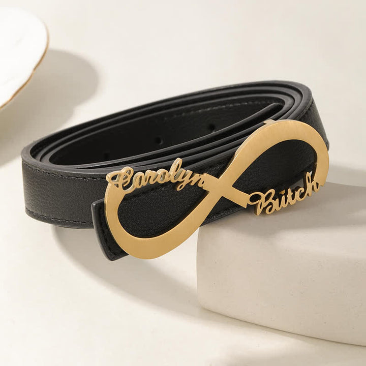 Cinturón de cuero con hebilla DIY y nombre personalizado de Infinity Note