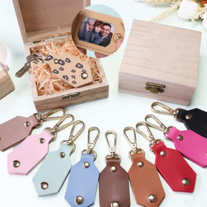 Llavero de cuero con foto personalizada para cumpleaños, aniversario y pareja