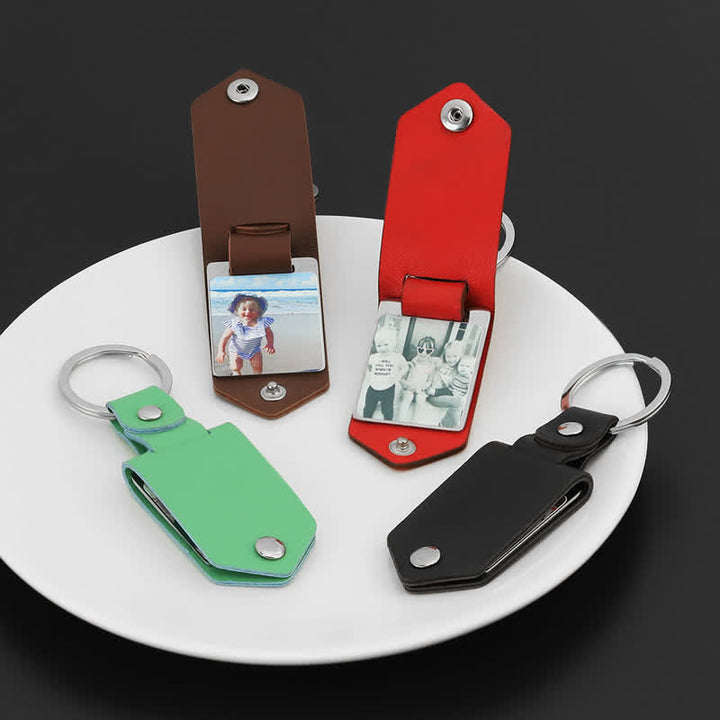 Llavero de cuero con foto y texto impreso personalizado y creativo
