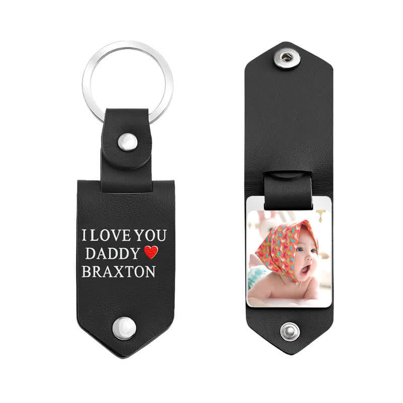 Llavero de cuero con foto y texto impreso personalizado y creativo