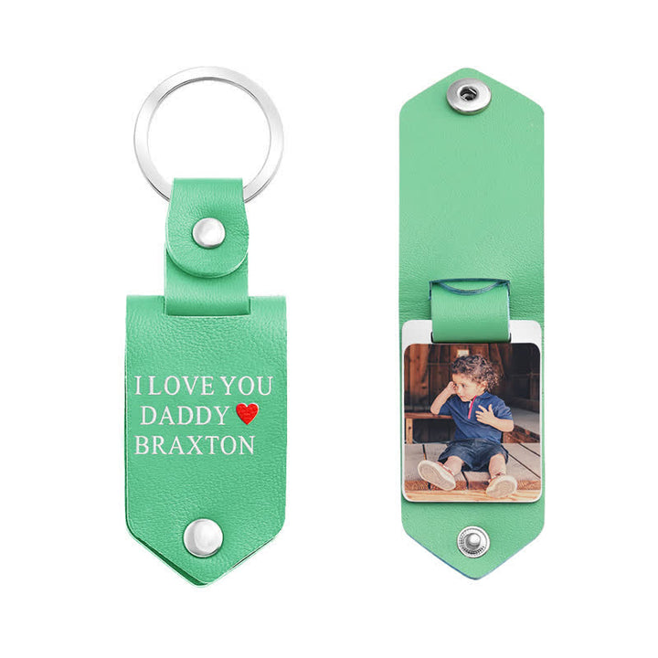 Llavero de cuero con foto y texto impreso personalizado y creativo