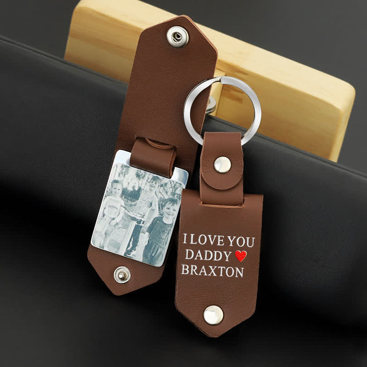 Llavero de cuero con foto y texto impreso personalizado y creativo