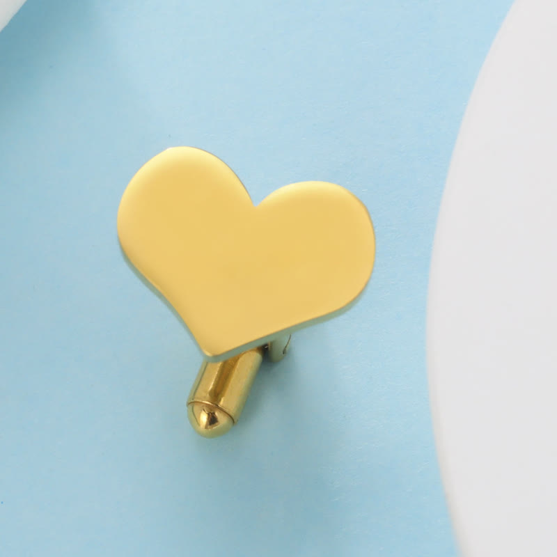 1 par de gemelos de traje con letras personalizadas con láser, cuadrados, redondos y en forma de corazón