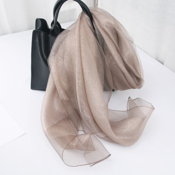 Bufanda de seda de organza brillante de lujo para mujer