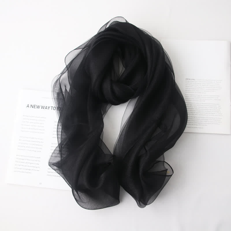 Bufanda de seda de organza brillante de lujo para mujer