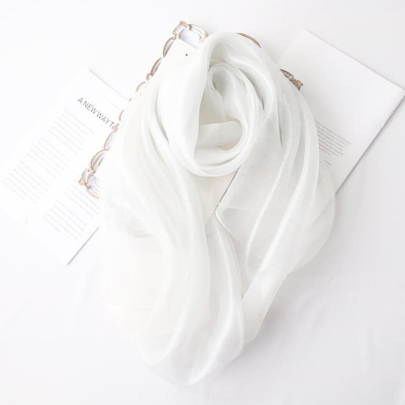 Bufanda de seda de organza brillante de lujo para mujer