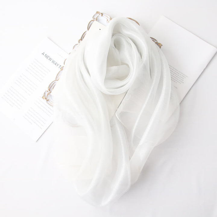 Bufanda de seda de organza brillante de lujo para mujer