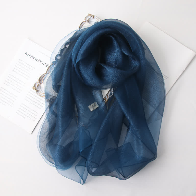 Bufanda de seda de organza brillante de lujo para mujer