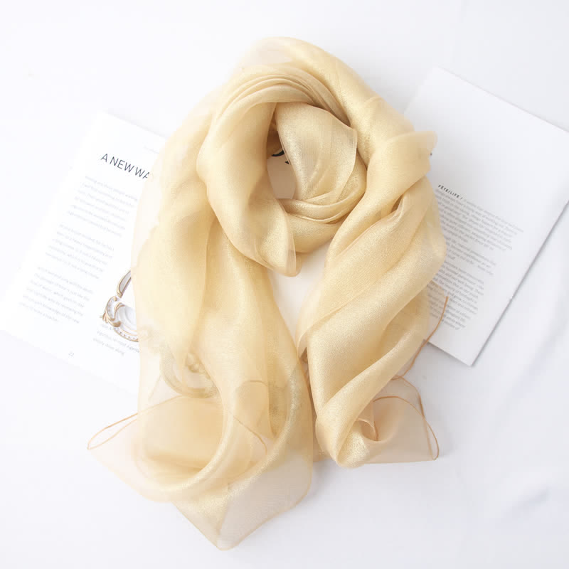 Bufanda de seda de organza brillante de lujo para mujer