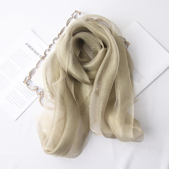 Bufanda de seda de organza brillante de lujo para mujer