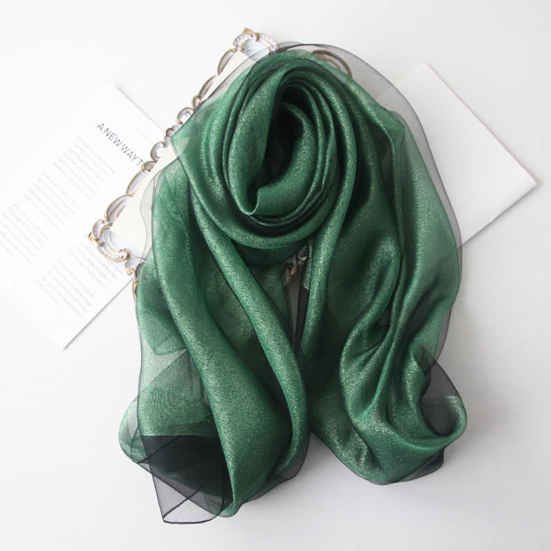 Bufanda de seda de organza brillante de lujo para mujer