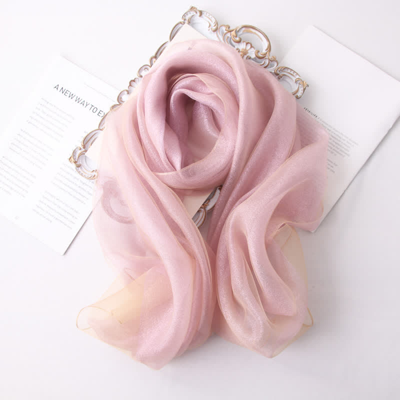 Bufanda de seda de organza brillante de lujo para mujer