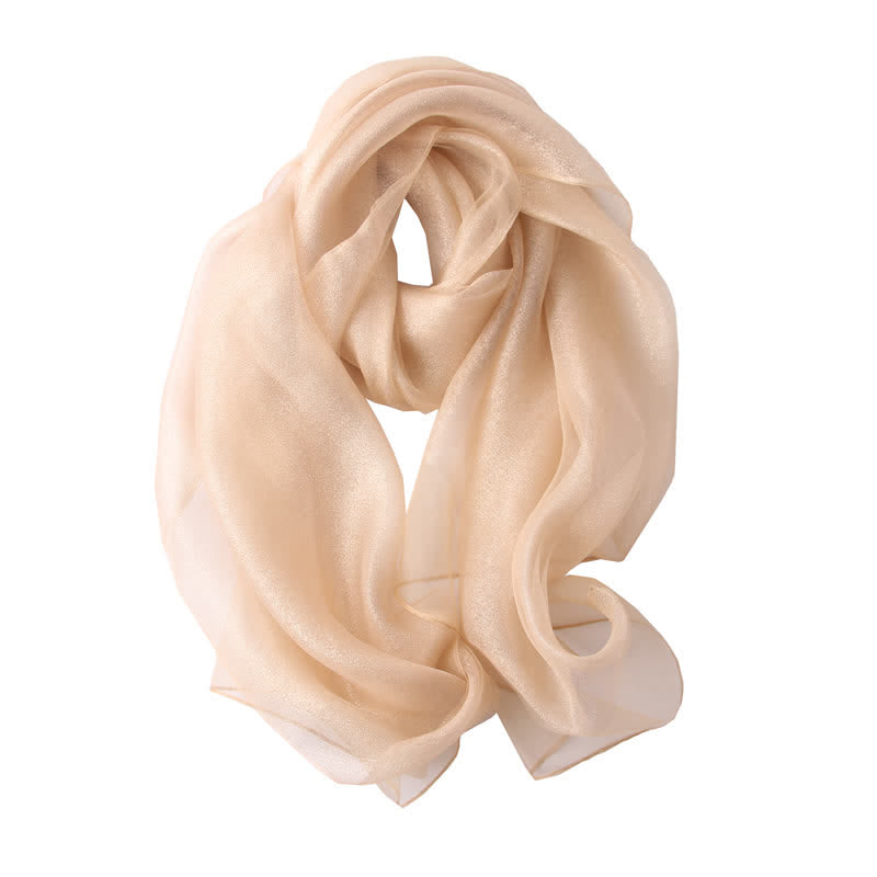 Bufanda de seda de organza brillante de lujo para mujer