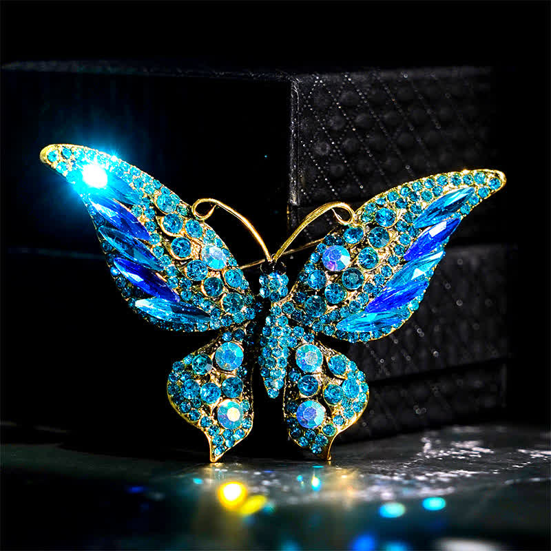 Broche de mariposa de cristal vintage para mujer