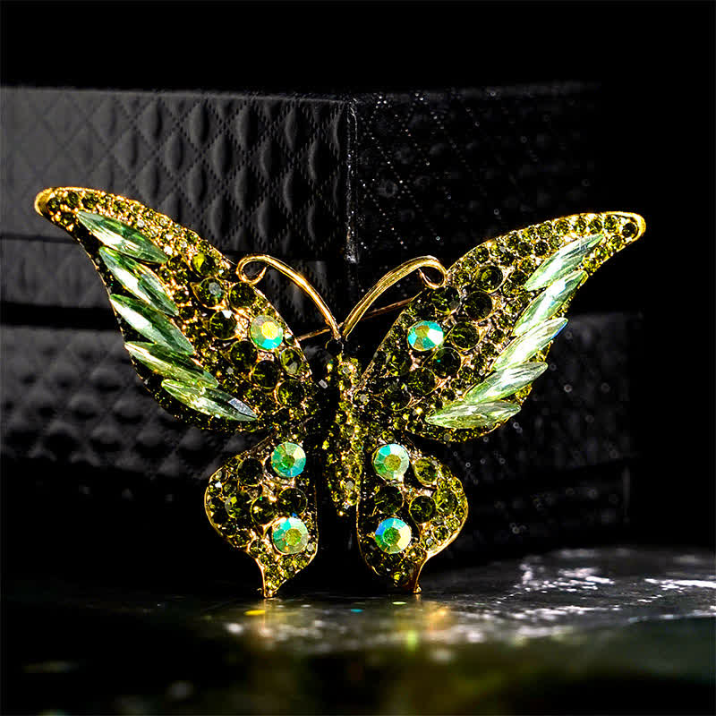 Broche de mariposa de cristal vintage para mujer